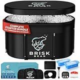 XL Oval Ice Bath Tub for Athletes with Cover by Brisk Bear - Extra Large Cold Plunge Tub for Recovery - Ice Tub with Digital Timer, Thermometer & Reusable Ice Molds - Cold Plunge to Soothe Muscles