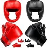 JLXMAXLJ 14 Pcs Boxing Set Boxing Equipment Set for Beginners Including 2 Pair of 6 oz Boxing Gloves Headgear Helmet Hand Wraps Mouth Guards Gifts for Kid Youth Beginners Training Equipment