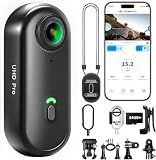 4K Thumb Action Camera with Memory Card Mini Body Camera with WiFi Magnetic Clip Wearable Hands-Free Recording POV Camera, Waterproof case, Mount Anywhere for Sports Vlogging (Dark Black, 128GB)