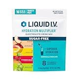 Liquid I.V.® Hydration Multiplier Sugar-Free Variety Pack - Raspberry Melon, Lemon Lime, White Peach, Green Grape | Electrolyte Powder Drink Mix | 1 Pack (16 Servings)