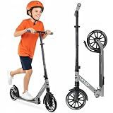 Madd Gear Folding Kick Scooter with Suspension for Adults and Teens – Adjustable Handlebar – Big 200mm Wheels – Lightweight Frame – 250lbs Capacity – Metro Cruise 250 (Grey/Black)