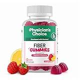 Physician’s Choice Fiber Gummies for Digestive Health & Regularity - Raspberry Lemon Flavor - No Sugar Added & Vegan - Natural Chicory Root Prebiotic Fiber - Daily Gummy for Adults, Women & Men - 60CT