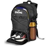 Spalding Volleyball Backpack Sports Bag, Black Backpack with Ball and Shoe Compartment Fits Sports Equipment, Official Bag Use for Beach Volley Game, Gift for Ball Players, Black