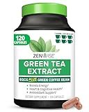 Zenwise Health Green Tea Extract Capsules for Men & Women - EGCG Supplement with Green Coffee Bean Extract Boosts Energy & Memory - Immune Support for Skin, Brain & Hearth Health - Vegan - 120 Count