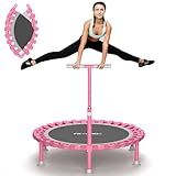 ZCMHAXJ Foldable Mini Trampoline, 40" Rebounder Trampoline for Adults & Kids, 450lbs Capacity with T-Shaped Adjustable Bar, Indoor Fitness Workout Exercise Equipment