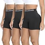 NebuKinex 3 Pack Womens Volleyball Spandex Shorts 3" Workout Compression Shorts High Waist Biker Shorts for Running Gym Yoga 3Black Large