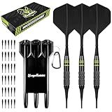 MageRabbit Darts Soft Tip 3Pack 18g with Gift Carrying Case-Copper Barrels with Integrated Dart Flights and 24pcs Plastic Tip,Professional Darts Plastic Tip Set for Electronic Dartboard