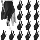 Neer Breathable Billiards Pool 3 Fingers Cue Gloves Nylon Table Pool Left Right Hand Universal Shooter Cue Sports Gloves for Women Men Indoor Game Kit Accessories, Black(15 Pieces)