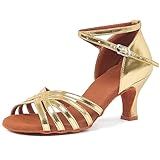 iCKER Women's Latin Dance Shoes Satin Professional Ballroom Salsa Practice Performance Dance Shoes