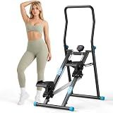 MOMODA Stair Stepper Resistance Adjustable Folding Vertical Climber Machine for Home Gym Full-Body Workout (Blue)