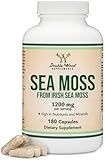 Irish Sea Moss Capsules, More Potent Than Sea Moss Gel Extract (180 Count, 1,200mg per Serving) (from Wildcrafted and Raw Chondrus Crispus) Nutrient Rich Superfood High in Minerals by Double Wood