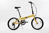 ZiZZO Campo 20 inch Folding Bike with Shimano 7-Speed, Adjustable Stem, Light Weight Frame (Yellow)