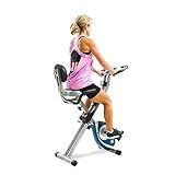 XTERRA Fitness Folding Exercise Bike, 225 LB Weight Capacity, Cordless, Battery Powered with Solid X-Frame Folding Design, Padded Seat and Handlebars, Adjustable Foot Straps, 8 Levels of Resistance