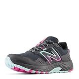 New Balance Women's 410v8 Trail Running Shoe, Black/Bright Cyan/Hi-Pink, 7 M