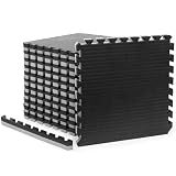 Gold BJJ Home Jiu Jitsu Mats - Extra Thick 1.5" Interlocking Puzzle Mats for Grappling, Wrestling, MMA & Judo Training Room Flooring (Black and Grey, 33 Sq Ft)