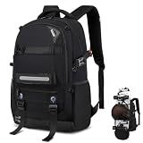 RUCYEN Skateboard Backpack, Laptop Backpack, Hidden Mesh and Anti-Theft Pockets, Waterproof Fabric, Fits up to 15.6 Inch Laptop, for Business Travel Men Women(Black)