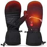 Heated Ski Gloves, Heated Mittens for Men Women,7.4V Rechargeable Battery Gloves for Skiing Hiking
