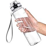 OLDLEY Water Bottle, 32oz Motivational Sports Water Bottle with Time Marker - Times to Drink - Tritan, BPA Free, Wide Mouth Leakproof, Clear (1 Bottle)