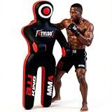 Unfilled Grappling Dummy – Adult Life Size Wrestling & BJJ Training Dummy, MMA Jiu Jitsu Judo Takedown & Throwing Practice, Heavy-Duty Triple-Stitched Canvas Submission Dummy (Black, 6ft / 72")
