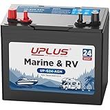 UPLUS BCI Group 24M Dual Purpose Marine Battery, 12V 79AH 550CCA AGM Starting and Deep Cycle RV & Boat's Batteries for Navigation Devices, Lights and Engines