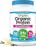 Orgain Organic Vegan 21g Protein + Superfoods Powder, Vanilla Bean, 2.02lb
