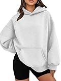 WYNNQUE Hoodies for Women Oversized Sweatshirts Fall Fashion Outfits 2026 Casual Sweaters Tops Fleece Plus Size Workout Comfy Winter Clothes Grey S