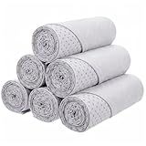 Soulchen 6 Pack Hot Yoga Towel Bulk with Grip Dot Non Slip 72" x 24" Microfiber Yoga Mat Soft Sweat Absorbent Pilates Blanket Mat Towel for Exercise Fitness Accessories Workout Gym(Gray)