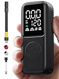 GPUTEK Mini Electric Bike Pump,120 PSI Bike Pump Portable with Guage Auto Stop, Bicycle Pump with Presta and Schrader, Bike Tire Pump Valve for Road Bicycle, Mountain Bike, E-Bike,Sports Ball