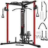 JELENS CC01 Cable Crossover Machine with High and Low Pulley System, Functional Trainer with Pull Up Bars and Optional Bundle, Cable Machine for Home Gym (Red, CC01 Cable Crossover Machine)