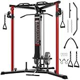 JELENS CC01 Fitness Cable Crossover Machine with High and Low Pulley System, Functional Trainer with with Pull Up Bars and Optional Bundle (Red, CC01 Cable Crossover Machine)