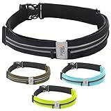 Slim Running Belt for Women and Men, Waterproof Phone Holder for Running, Reflective 2-Pocket Waist Pack for Storing Runner’s Essentials Safely, Runner’s Fanny Pack, Money Belt Fits Most Phones