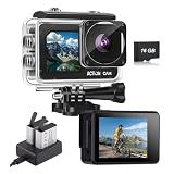 Nvgfelis Dual Screen Action Camera, 1080P 16MP Waterproof Camera, Black