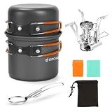 Odoland Camping Cookware Mess Kit, Lightweight Pot Stove Spork Set