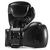 Sanabul Essential Gel Boxing Gloves for Men & Women, Kickboxing MMA, Muay Thai Gloves and Heavy Bag Training Punching & Sparring, AllBlack 16 oz