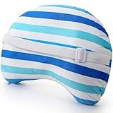 Yaomiao Inflatable Beach Pillow 17"x10" with Removable Cover, Beach Chair Stripe Backpacking Pillow with Strap for Summer Sand Pools Travel Vacations Pools Camping