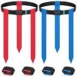 Flag Football Belts, 2/4/10/14 pcs of Adjustable Flag Football Set with Flags, Suitable for Youth Adults and Kids (14pcs(4 Red+4 Blue))
