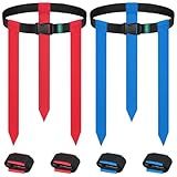 HASITE Flag Football Belts, 2/4/10/14 pcs of Adjustable Flag Football Set with Flags, Suitable for Youth Adults and Kids (14pcs(4 Red+4 Blue))