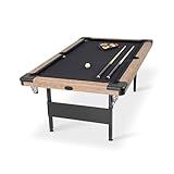 GoSports Mid-Size 7 ft x 3.9 ft Billiards Game Table - Foldable Design, Includes Full Set of Pool Balls, 2 Cue Sticks, Chalk, and Felt Brush - Oak