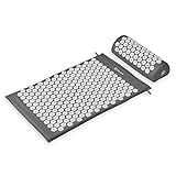 Gaiam Acupressure Mat and Pillow Set, Acupuncture Style Massage Mat & Pillow, Relief for Sciatic Nerve, Muscle Tension, Fibromyalgia, Neck, Shoulder & Back Pain, Migraine & Headaches and Insomnia Grey