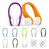 Swimming Nose Clip - 10 Packs Silicone Swim Nose Plugs for Kids (Age 7+) and Adults,Waterproof Pool Nose Plugs for Diving Swimming and Other Water Sports with Storage Box,Multi-Color