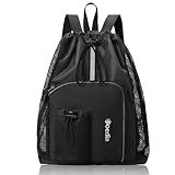 Hoedia Mesh Swim Bag Drawstring Backpack Beach Backpack for Swimming, Pool, Gym, and Workout Gear
