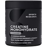 Sports Research Creatine Monohydrate - Gain Lean Muscle, Improve Performance and Strength and Support Workout Recovery - 5 g Micronized Creatine - 10.58 oz