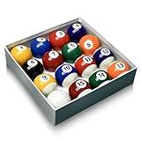 HMQQ Billiard Balls Set, Regulation Size 2-1/4" Pool Table Balls with Polished Finish, Complete 16 Ball Resin Set with Cue Ball