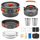 THTYBROS 17pcs Camping Cookware Mess Kit,for Camping,Backpacking,Picnic