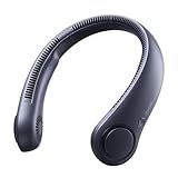 JISULIFE Portable Neck Fan, Hands Free Bladeless Fan, 5 Speeds, 4000 mAh Battery Operated Wearable Personal Fan, Twistable, Rechargeable, Gift for Women Men-Blue