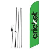 Cricket 2014 (Green) Feather Flag with Complete 15ft Pole kit and Ground Spike