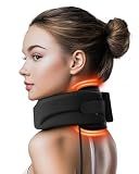 Heated Neck Brace Cervical Collar - Neck Support Brace with Heating Pad, Soft Foam Wraps Keep Vertebrae Stable and Aligned for Relief of Cervical Spine Pressure for Women & Men Black (M Size)