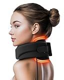 Heated Neck Brace Cervical Collar - Neck Support Brace with Heating Pad, Soft Foam Wraps Keep Vertebrae Stable and Aligned for Relief of Cervical Spine Pressure for Women & Men Black (M Size)