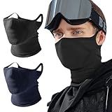 WTACTFUL 2-Pack Fashion Breathable Neck Gaiter Balaclava Half Face Mask for Men Windproof Warm Thermal for Skiing Snowboarding Motorcycle Cycling Hiking Winter Outdoor Sports Black Blue