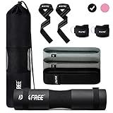 G4Free 9Pcs Barbell Pad Set for Squat, Hip Thrusts, Lunges, Leg day, Standard Olympic Bars with 2 Gym Ankle Safety Straps, 3 Hip Resistance Bands, 2 Lifting Strap, Barbell Pad, and Carry Bag (Black)